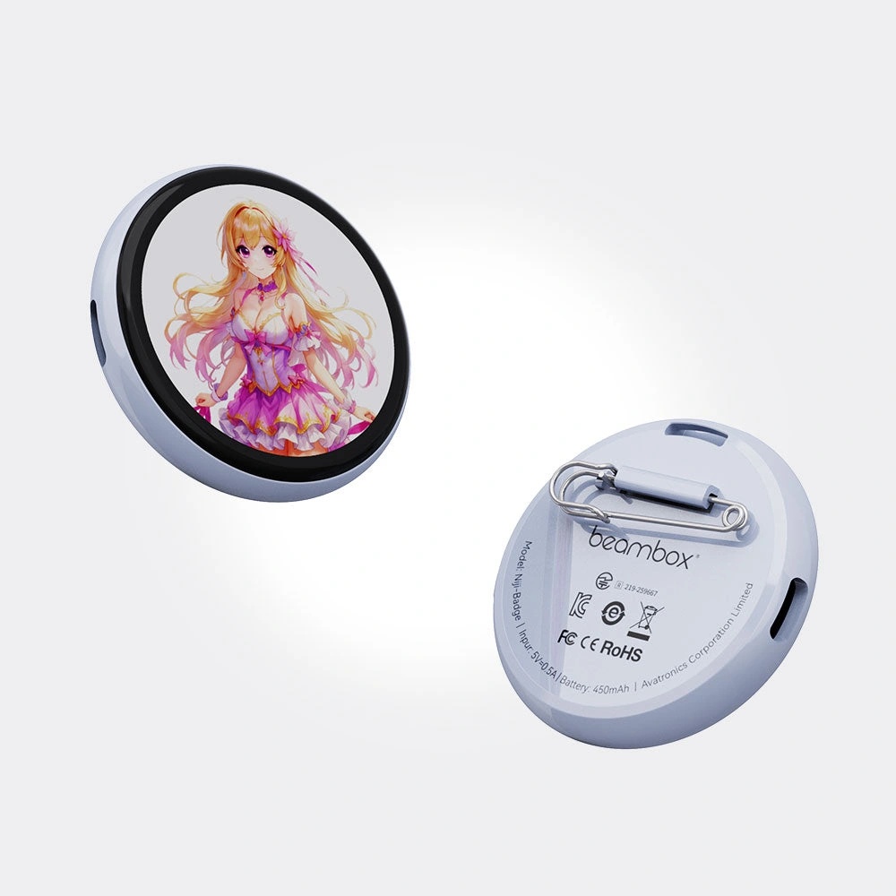 Beambox Niji E-Badge – 1.53" HD IPS Touch Screen Wearable Display