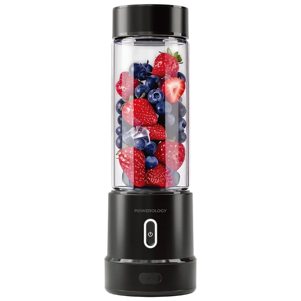 خلاط محمول Vitromix بمحرك 250 واط، سرعة 21000 دورة/الدقيقة، كوب زجاجي بسعة 450 مل، بطارية 6000mAh، وشحن USB-C من باورولوجي | PWPBGNA16 |