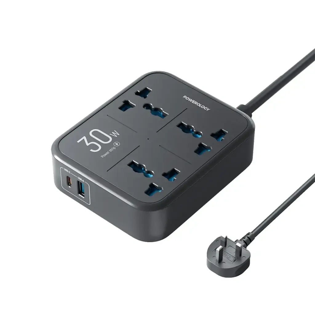 Powerology Power Strip 3250W – 3 AC Outlets with USB-A & USB-C PD Fast Charging | PWC037 | PWCUQC037 |
