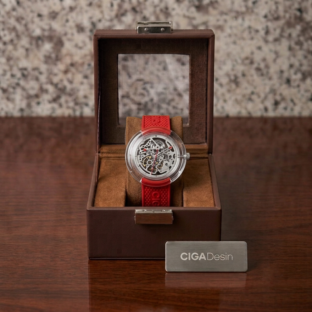 CIGA Design T-Series Mechanical Watch 44mm 360° Transparent Skeleton Dial 3ATM Water Resistance - Automatic Unisex Silicone Strap Watch | T011-TR90 |