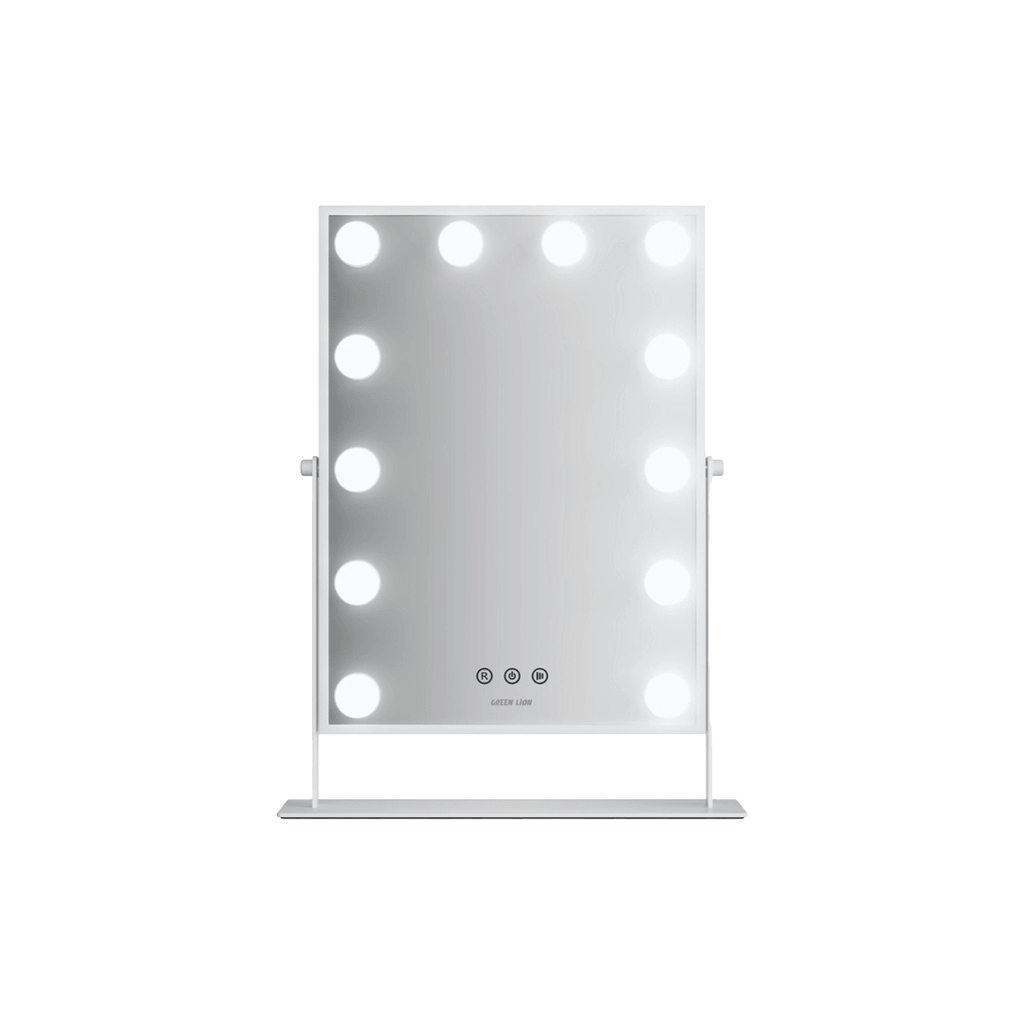 Green Lion Glam Shine Makeup Mirror with 12 LED Lights, 3 Color Modes, Touch Control & 360° Rotation - High Definition Beauty Mirror for Perfect Makeup Application | GNGLMAKE12WH |