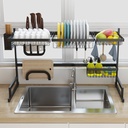 Black 65/85cm Stainless Steel Kitchen Dish Rack U Shape Sink Drain Rack Two layers Kitchen Organizer Shelf Storage Holder