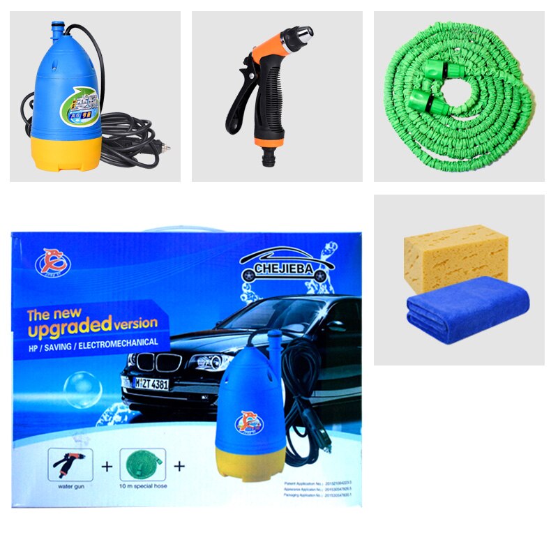 CHEJIEBA Portable Home and Car Electric Pressure Washer With Water Gun + 10m Special Hose Pipe + Submersible Pumps