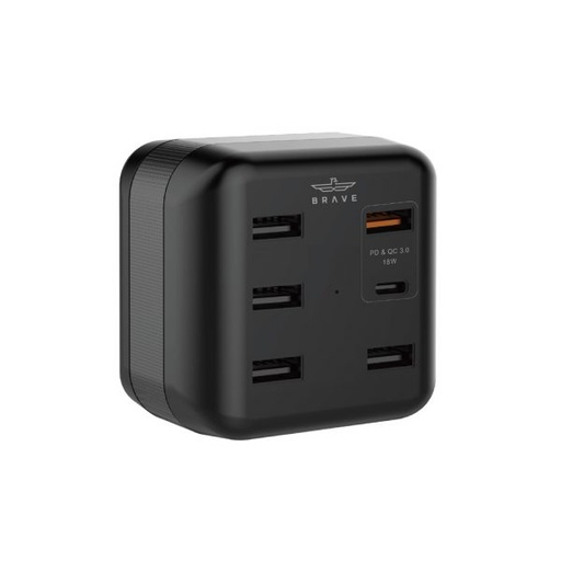 [5039] Brave 6 Ports Smart Power Adapter (PD+QC 3.0) 45W