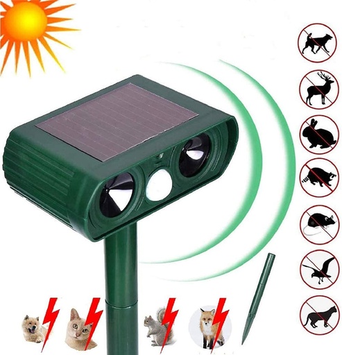 [1586] Solar Animal Repeller Ultrasonic Solar Powered Waterproof with Motion Sensor