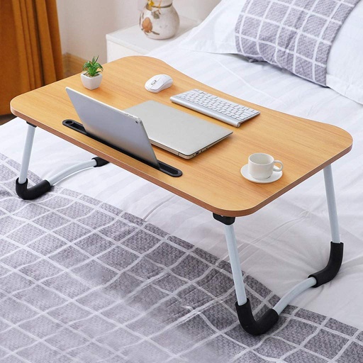 [1694] CHARMDI Foldable Laptop Table, Portable Laptop Bed Tray Tablet Slots