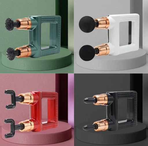 Electric Massage Gun 6 Gears Double-Headed Gear Fascia Gun Deep Tissue Neck Body Back Muscle Massager Relax Pain Relief