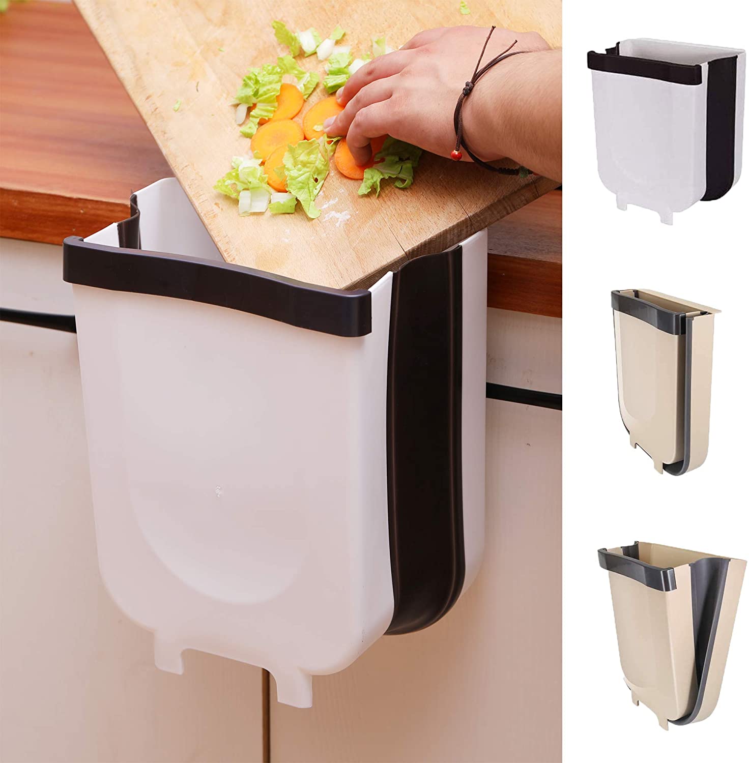 Hanging Trash Can/Holder for Kitchen Cabinet Door, Bathroom, Bedroom, Office, Car Portable Home & Outdoor Small-Collapsible-Foldable Waste Bin/Garbage Can (23 * 20 * 5cm)
