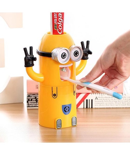 [7222] Minions Wash Kit (One Toothpaste and Two Toothbrush Holder)