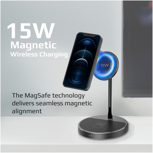 PROMATE | AuraBase-PD20 | 2 in 1 Wireless Charging Station With | 40W | Output