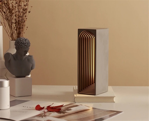 [7582] Nordic Style Concrete Building Art | LED | Table Lamp / Mini Bed Side Lamp