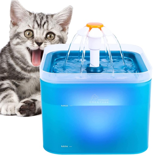 [7590] Colorful Pet Drinking Water Fountain | 2.0L | With Upgrade Filters & Led Light For Cats, Dogs,Pets (+) 4 Filter Replacement