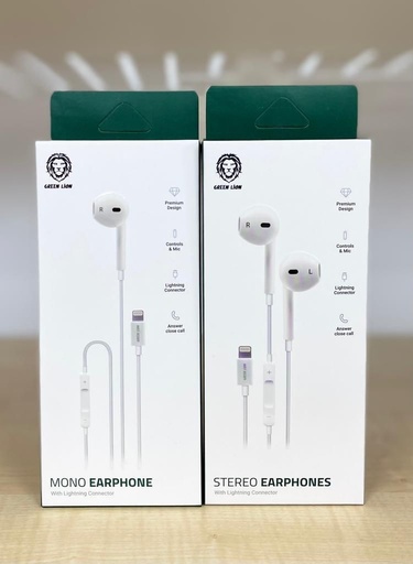 [7635] Green Stereo Earphone With IOS Connector | GNSEPLCWH |
