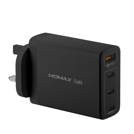 [7638] Momax One Plug  4-Port With GaN Technology & | 3-TYPE-C | & One | USB-A | Port's 100W Wall Charger  | UM22 | - WithOut Cable