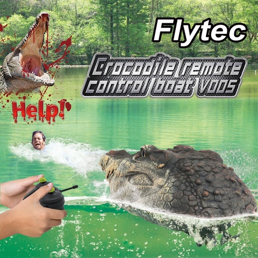[7700] Flytec Remote Control Crocodile Boat Simulation Prank Toy For Pool, Pond And Garden V002/V005