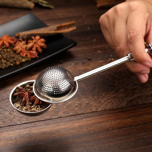 [7712] 1PC Stainless Steel Tea Infuser Filter Loose Tea Leaf Strainer Diffuser Retractable Spice Infuser Long Handle