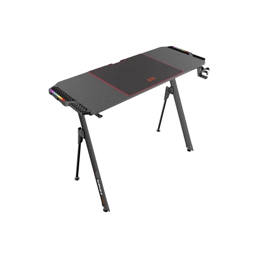 [7740] Porodo E-SPORTS | PDX513 | The Ultimate Gaming Desk With RGB Light's Steel Frame & Carbon Fiber Design