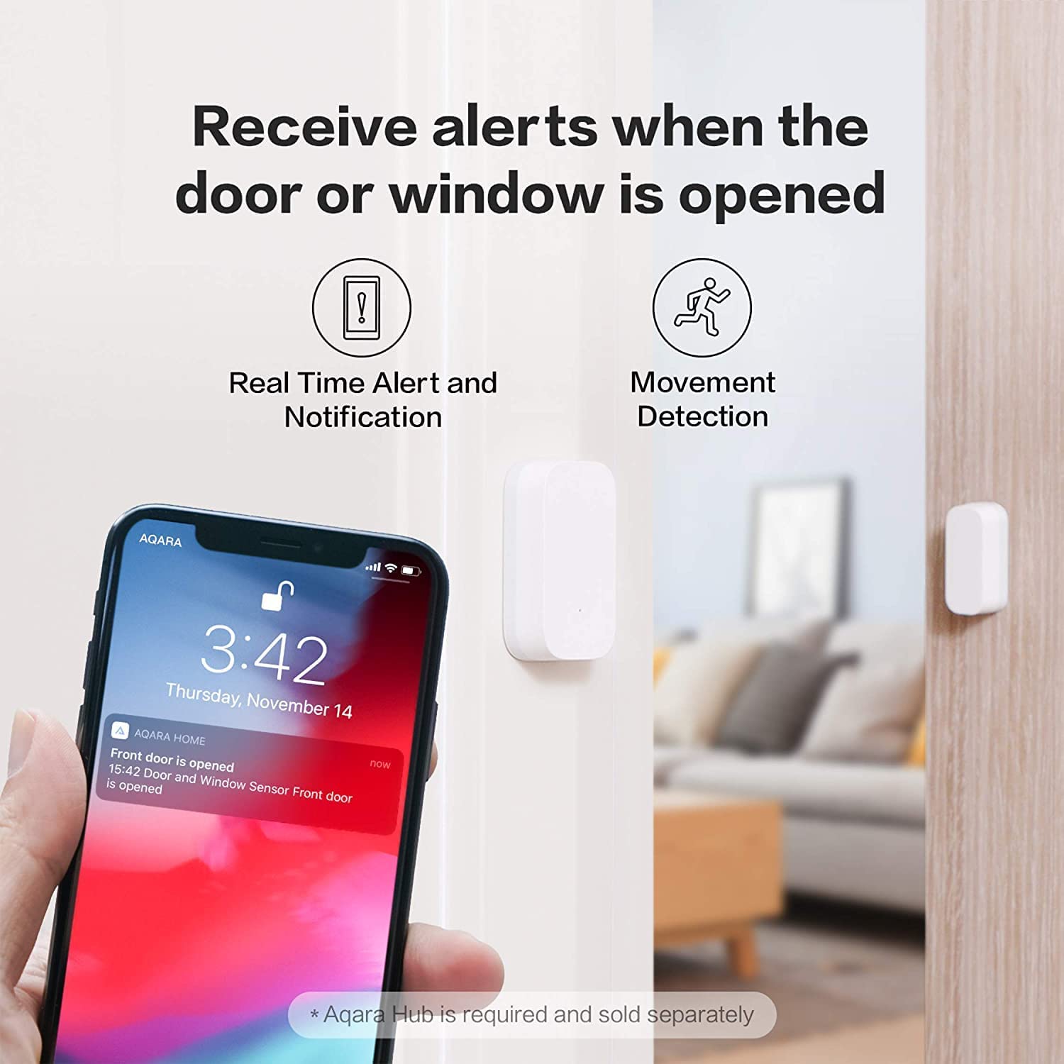 AQARA Door & Window Wireless Mini Communication Smart Sensors For Smart Home Automation & Alarm System Compatible With Apple HomeKit & Alexa (MCCGQ11LM)