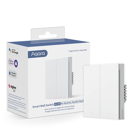 [7838] AQARA Smart Wall Switch Remote Control Light Switch For Smart Home With Neutral double Rocker  Compatible with Amazon Alexa Apple HomeKit & Google Assistant
