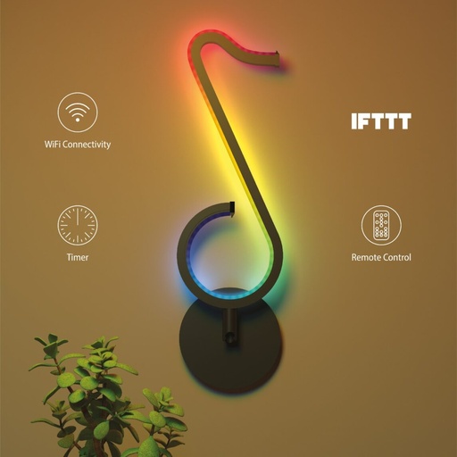 [8060] Porodo | PDBRTKDL | Brite Smart LED Desk Or Wall Lamp With Music Rhythm Sync function & Automated Timer  | BLACK |
