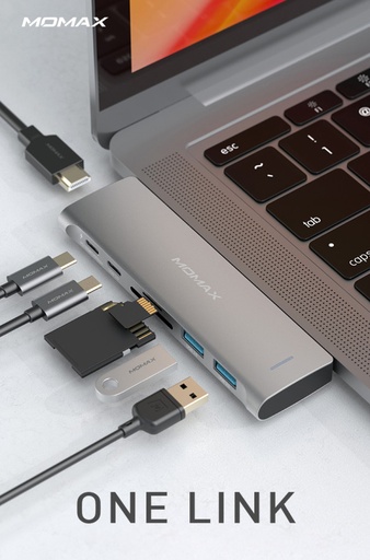 [1939] Momax One Link 7-in-1 Dual USB-C Hub DH12