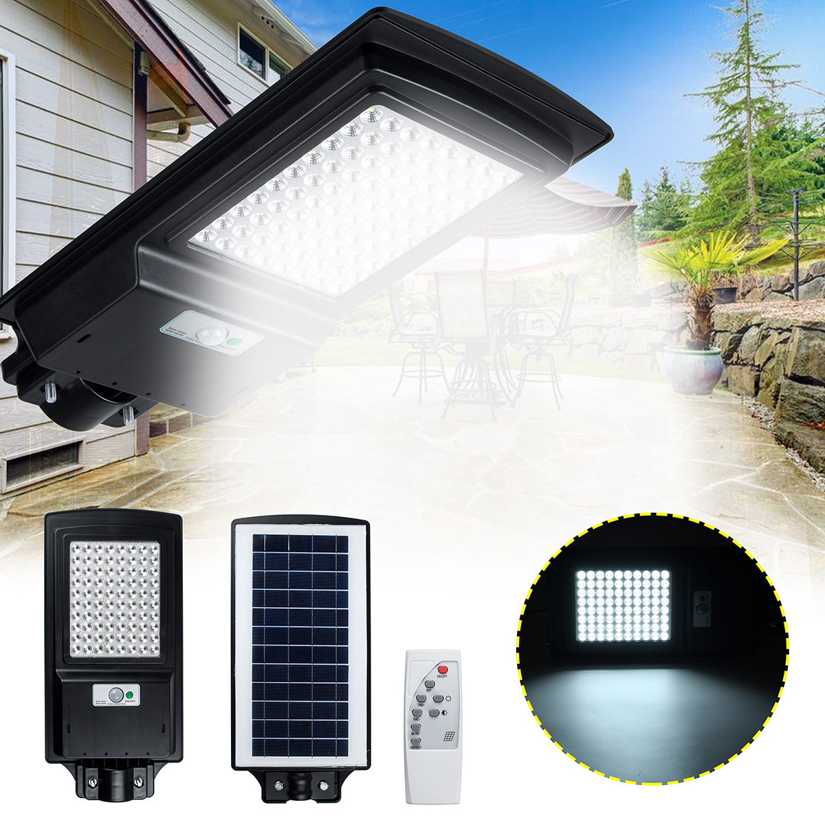 PHOTOVOLTAIC SOLAR STREET LIGHT WITH REMOTE CONTROL FOR HOME OUTDOORS SECURITY & GARDEN LIGHTING  | TYN-LED | 200W