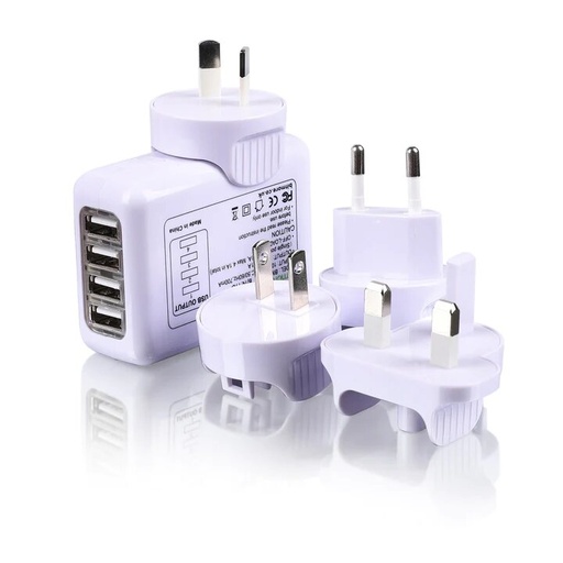 [8258] Universal 4 Ports USB Travel Charger AC Wall Power Adapter for Mobile Phones, Tablets