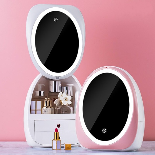 Led Light Makeup Organizer HD Mirror Cosmetics Box