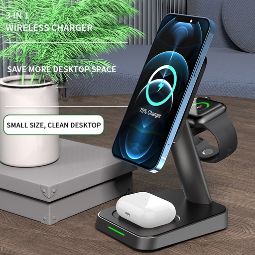 [8483] ACEFAST 3 in 1 Smartwatch Charging Station Wireless Phone Charger 15W QC Charging for Phones Earbud Apple Watch E3 | W68 |