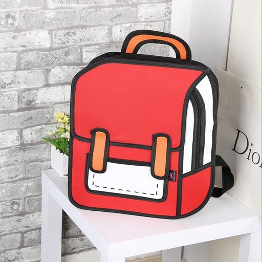 [8555] Creative Women 2D Drawing Backpack Cartoon School Bag Teenager Girls Daypack