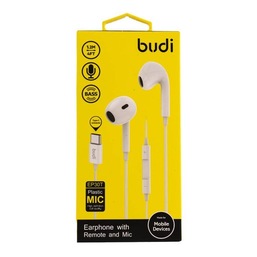 [8657] Budi 1.2 Meter High Definition Sound Quality Earphone With TYPE-C Connector | EP30TW |