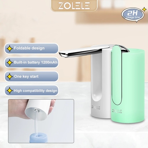 [8828] Zolele ZL100 Automatic Folding Water Pump Compatible With Various Type Of Barrels 1200mAh Battery USB Charging - White