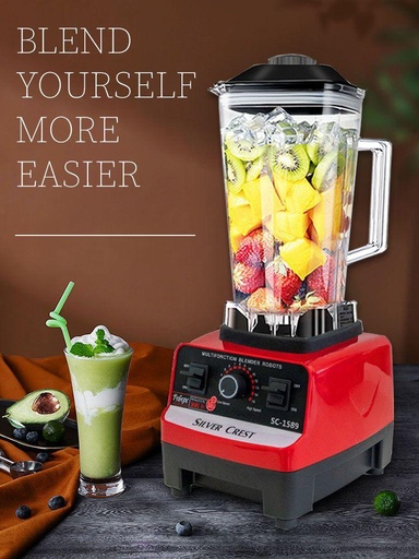 Silver Crest SC-1589 Blender Professional Heavy Duty Commercial Mixer Juicer Speed Grinder and Ice Smoothies for Home & Shop (Single Jar) 4500W