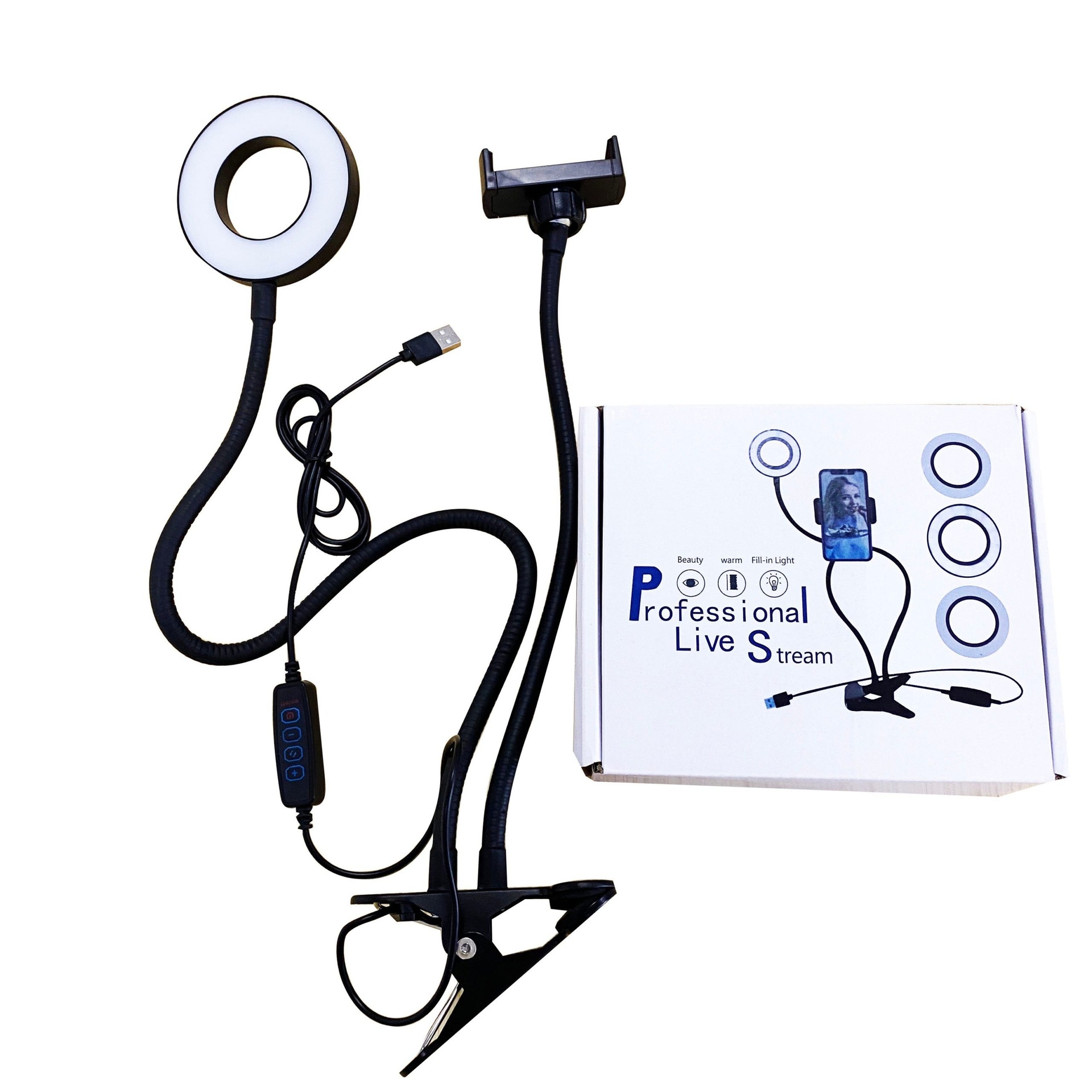 Professional Live Stream with LED Ring Light and Phone Holder 