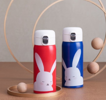 [2671] XIAOMI Fun Home Onehanded Tumbler FunHome Student Portable Insulation Cup 350ML Red &amp; Blue