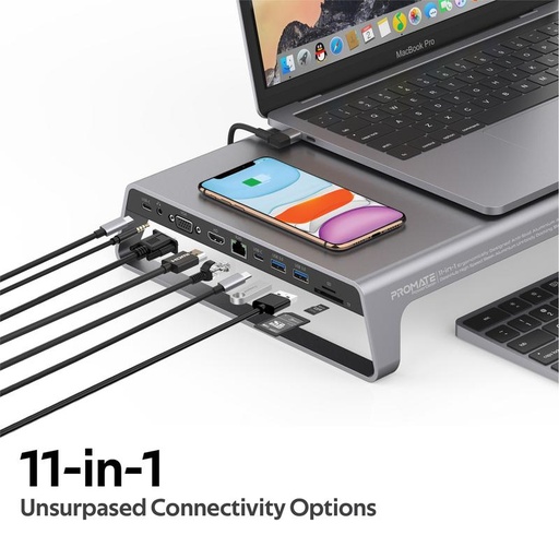 [2778] PROMATE 11-in-1 Ergonomically Designed Anti-Skid Aluminium Alloy DeskHub