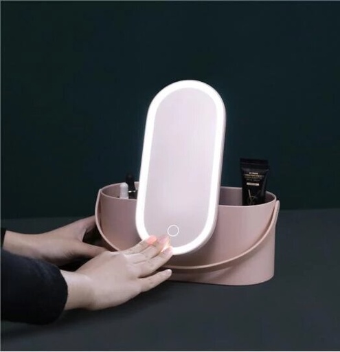 [2872] Portable Makeup Case With LED Light Mirror