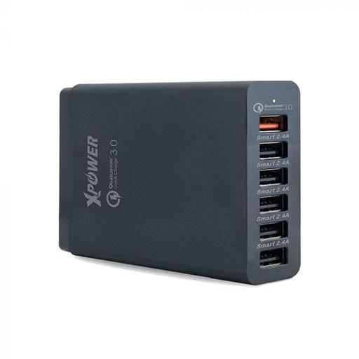 [XP-DC6Q-BK] XPower DC6Q+ 58W 6 منفذ USB الذكية IC شاحن سريع