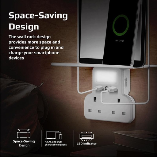 [3128] PROMATE PowerRack 5-in-1 Wall-Mount Charging Station