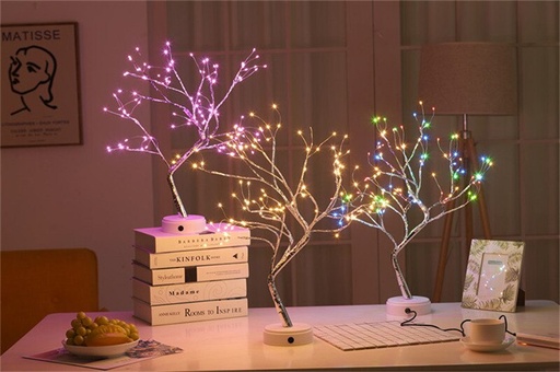Mini LED Tree Lights Bedroom Night Light and Descktop With  USB and Battery, Copper Wire String Lights ,Touch Switch