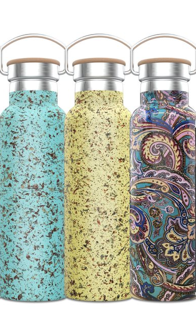 GREEN PATERN WATER BOTTLE WITH DOUBLE VACUUM WALL - GNPVFML