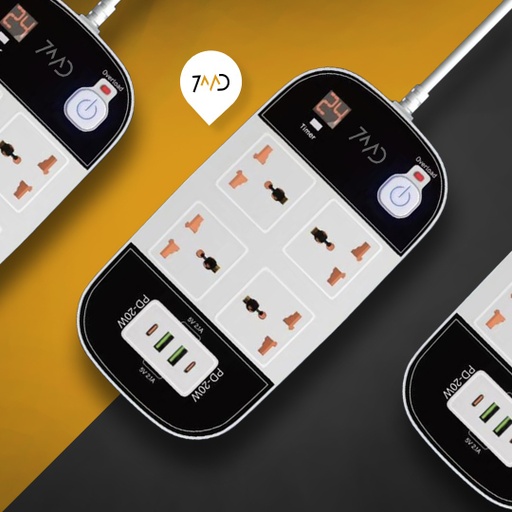 [8936] 7MD STORE 3,500W MULTI-PORT POWER SOCKET & CHARGING STATION 2 METER WIRE LENGHT WITH DIGITAL TIMER DISPLAY SCREEN