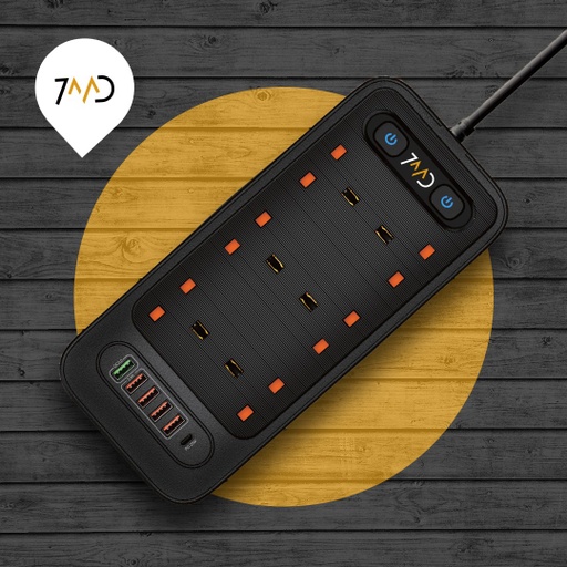 [8937] 7MD STORE 3,000W MULTI-PORT POWER SOCKET & CHARGING STATION 2 METER WIRE LENGHT WITH SMART IQ SAFETY