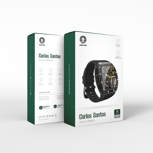 [9006] Green Lion Carlos Santos Unique Design Smart Watch with Remote Camera, Multi Games and Heart Rate Monitor | GNCRSTSWWH |