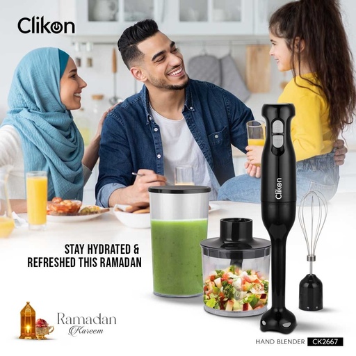[9009] Clikon CK2667 (250 WATTS) Multi-Functional Hand Blender: Powerful Copper Motor, Stainless Steel Blades for Effortless Blending, Chopping and Whisking With