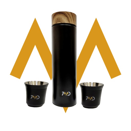 [9045] 7MD Flask and Two Stainless Steel Cups, Keep Hot & Cold Beverages,  Luxurious Design, Double Wall Insulation | 12 Months Warranty |