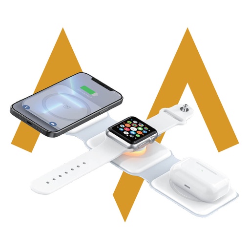 [9115] 7MD Multi-Functional Wireless Charger | 3 in 1 Charger For Your Phone + Smartwatch + Earphones | Fast Charging | Strong Magnetic | Durable & Reliable | Premium Quality | 2 Years Warranty | 7MD-27 |