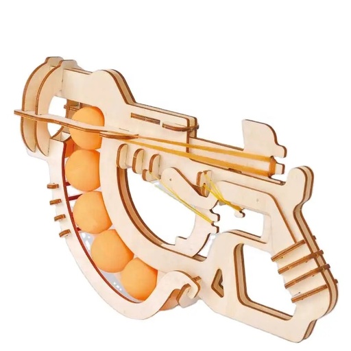 [9133] Wooden Ping Pong Gun DIY Assembly Puzzle For Kids | Rubber Band Drive | Enlightenment Puzzle | Non-Toxic Safe Material | 10 Balls Included | Fun & Educational Toy | CH2011 |