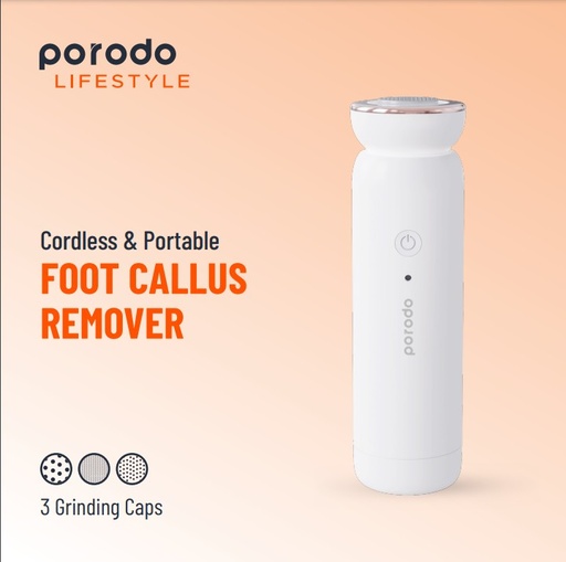 [9241] Porodo Cordless & Portable Foot Callus Remove | 3 Grinding Caps | 5 Speed Levels | Re-Chargeable Battery | PD-LSMFCR |