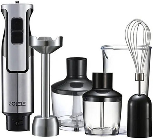 [9254] Zolele 4 in 1 Multi-Functional Hand Blender Kitchen Appliance for Blending, Chopping, Whisking, and Pureeing | Powerful Motor | Stainless Steel | Multiple Speed Levels | HB1200 | 1200W